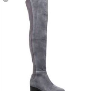Tory Burch gray Caitlin stretch OTK boots
