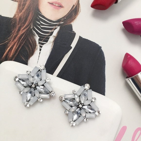 "Bacall" Earrings || Clear Crystal Statement - Picture 2 of 7