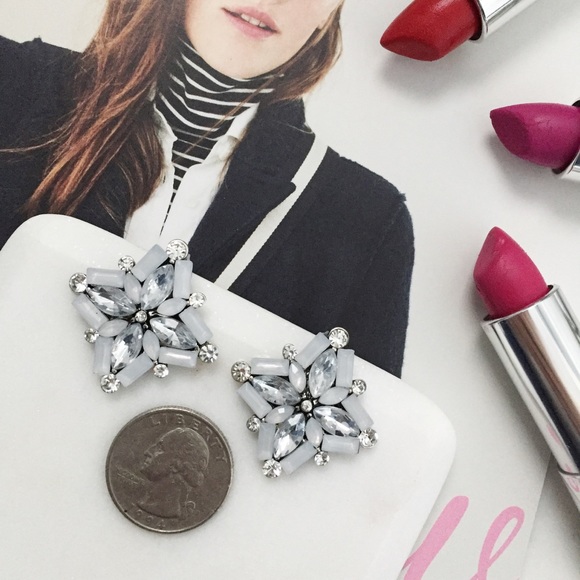 "Bacall" Earrings || Clear Crystal Statement - Picture 4 of 7