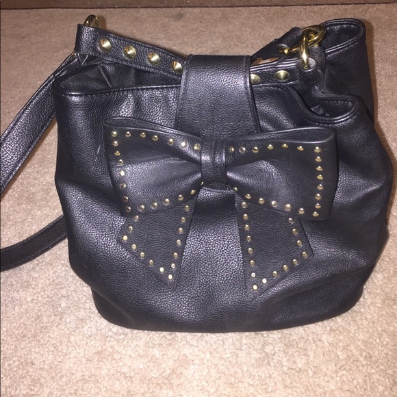 Betsey Johnson Bow Black Leather Purse - Picture 1 of 3