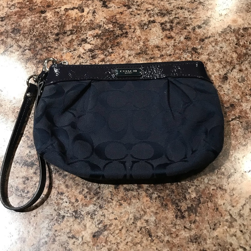 Navy Coach Wristlet