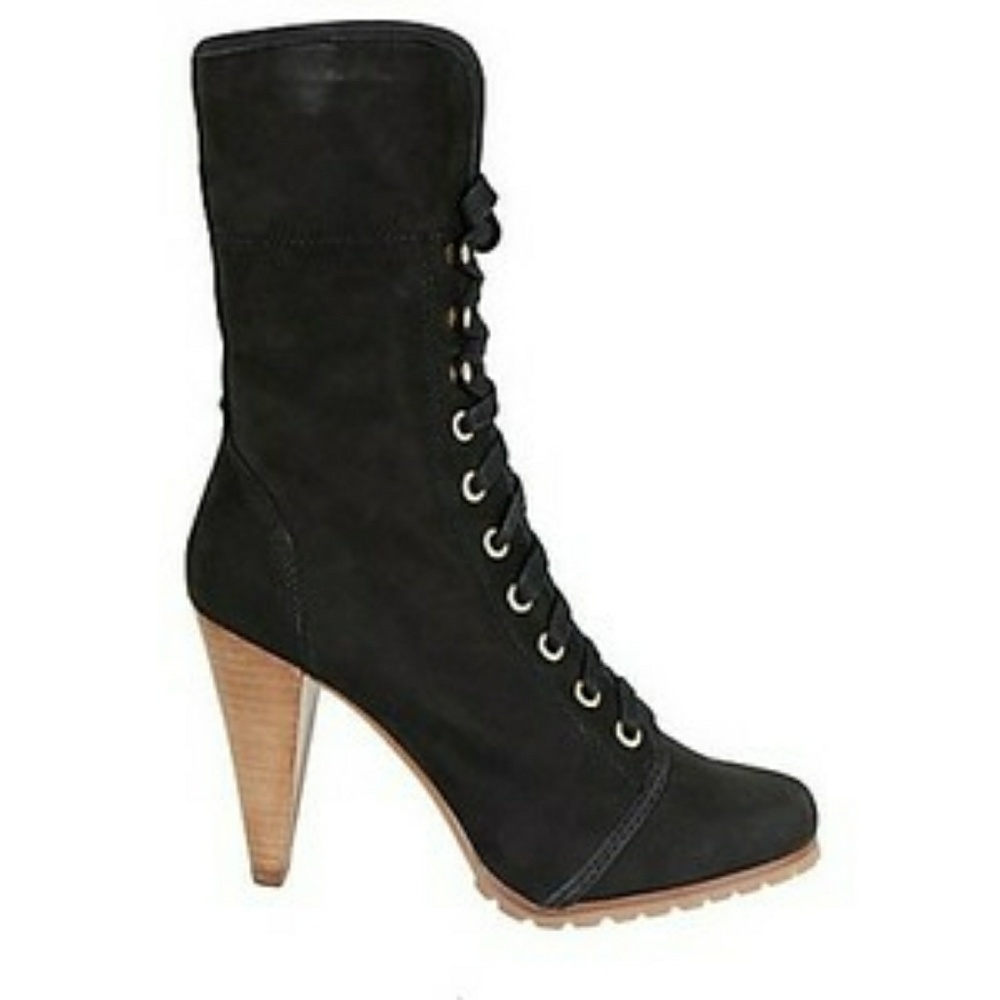 S. Madden Convertible Leather Lace Heel Boots 8.5M