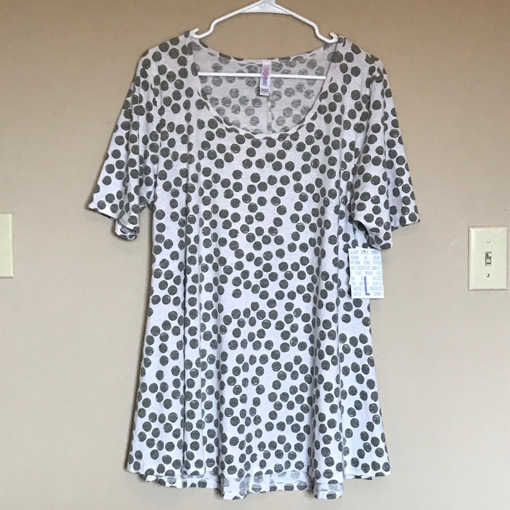 LuLaRoe Perfect Tee White and Gray Polka Dots NWT