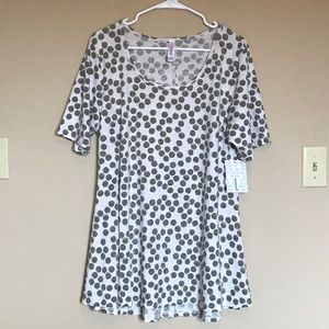 LuLaRoe Perfect Tee White and Gray Polka Dots NWT
