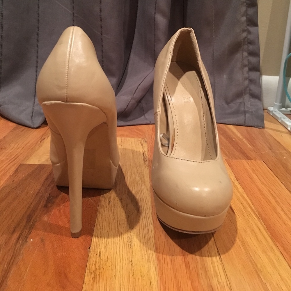 Nude platform heels