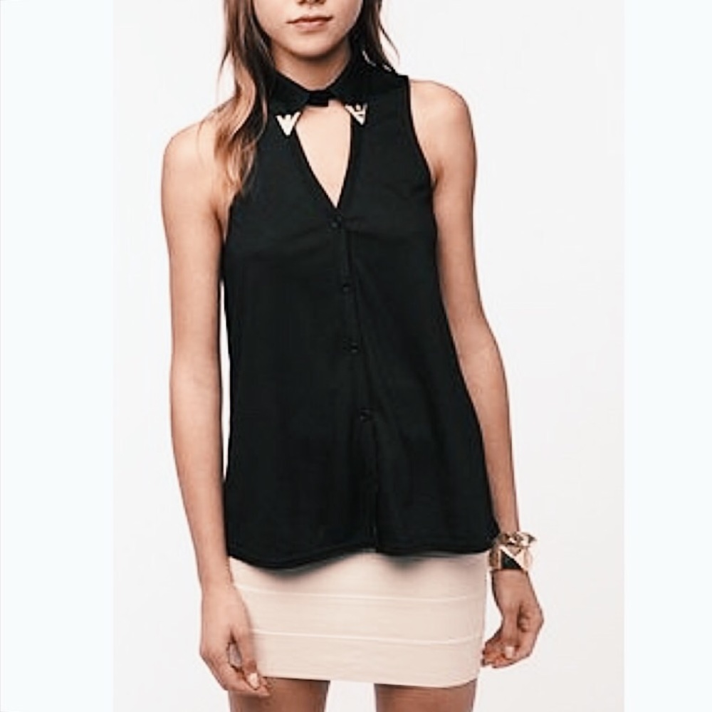 ✨Sparkle & Fade Sleeveless Tipped Collar Shirt