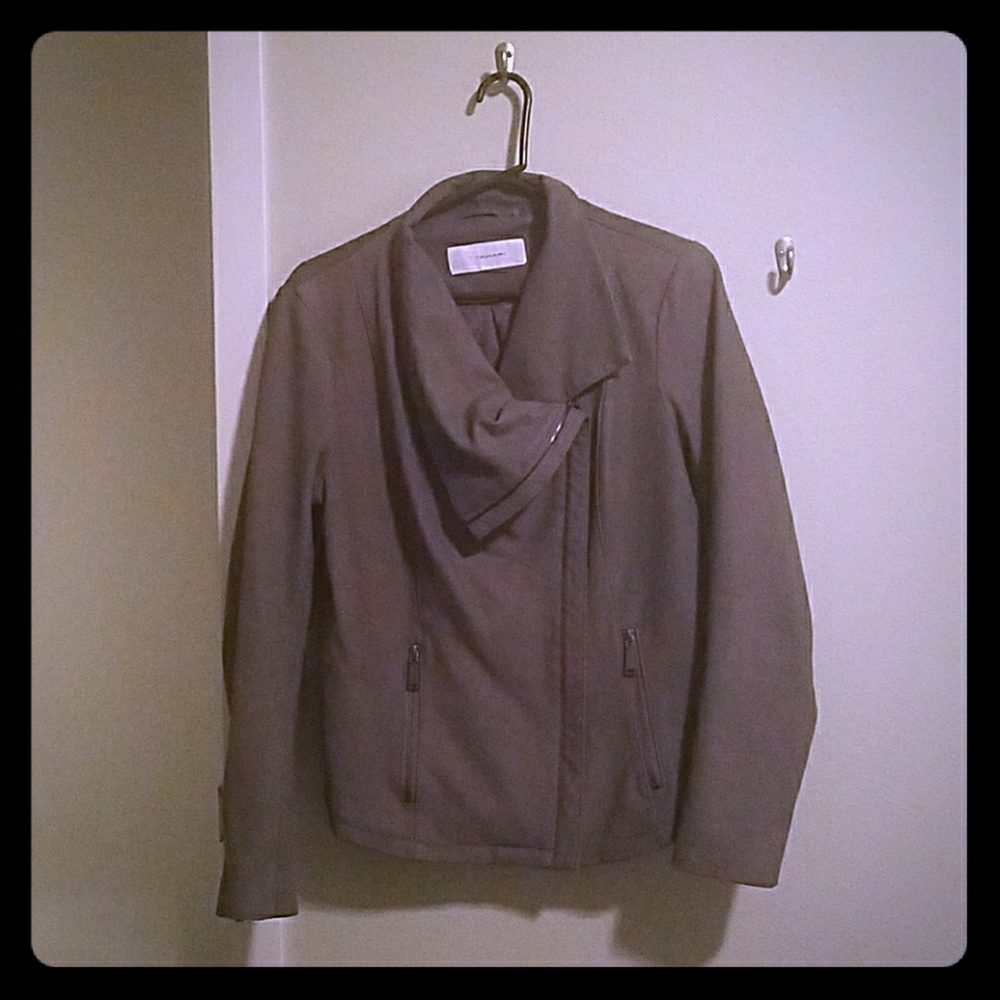 Tahari Trisha Drape Leather Jacket