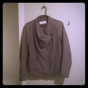 Tahari Trisha Drape Leather Jacket