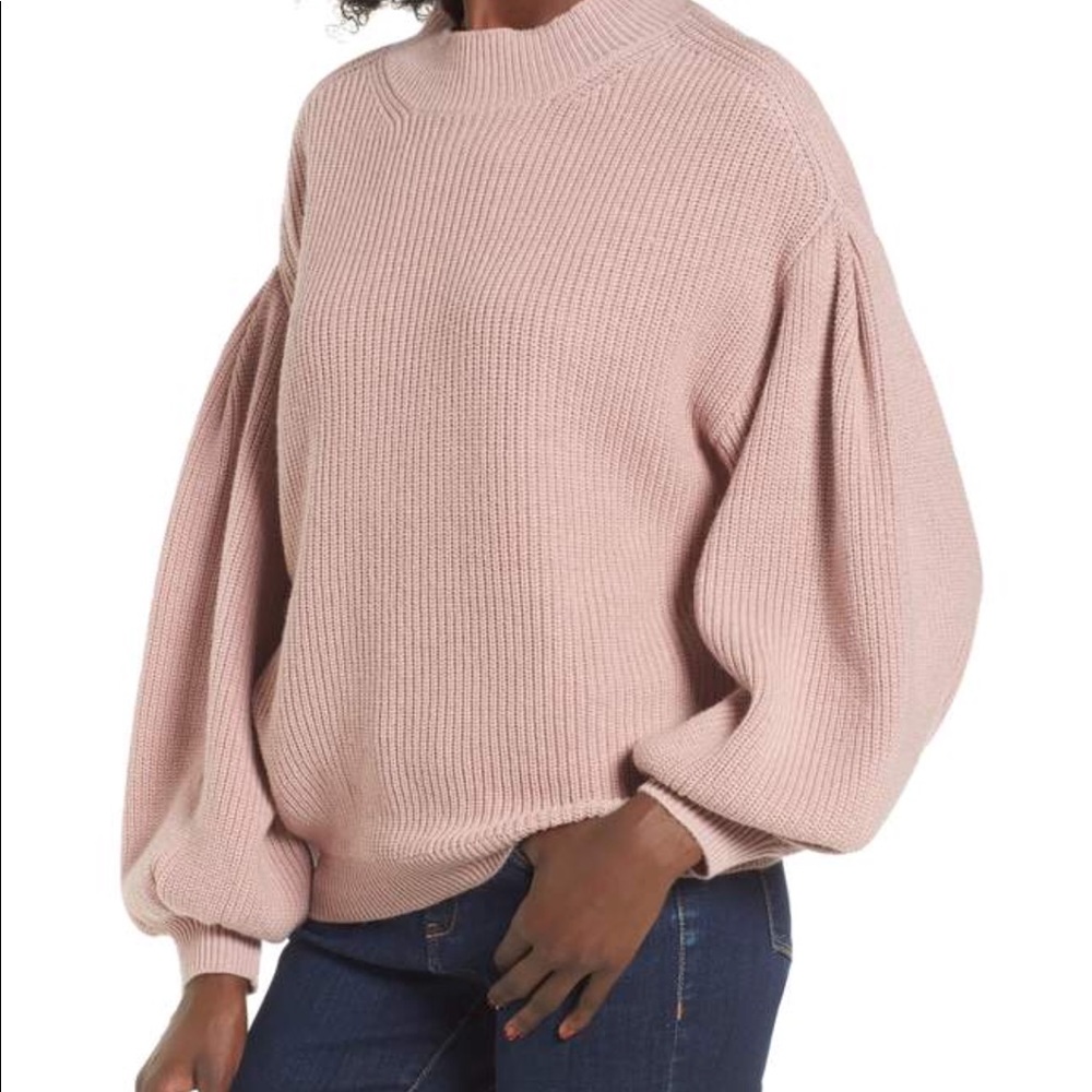 Leith Blouson Sleeve Sweater (pink adobe)