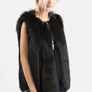 TOPSHOP BLACK FAUX FUR VEST