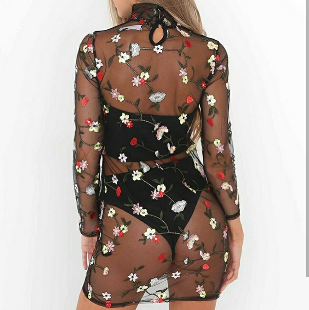 Stunning Floral Embroidered Mesh Lace Dress💗 - Picture 3 of 4