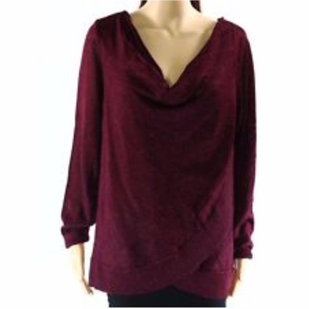 INC Port Purple Shimmer Knit Cowl neck sweater