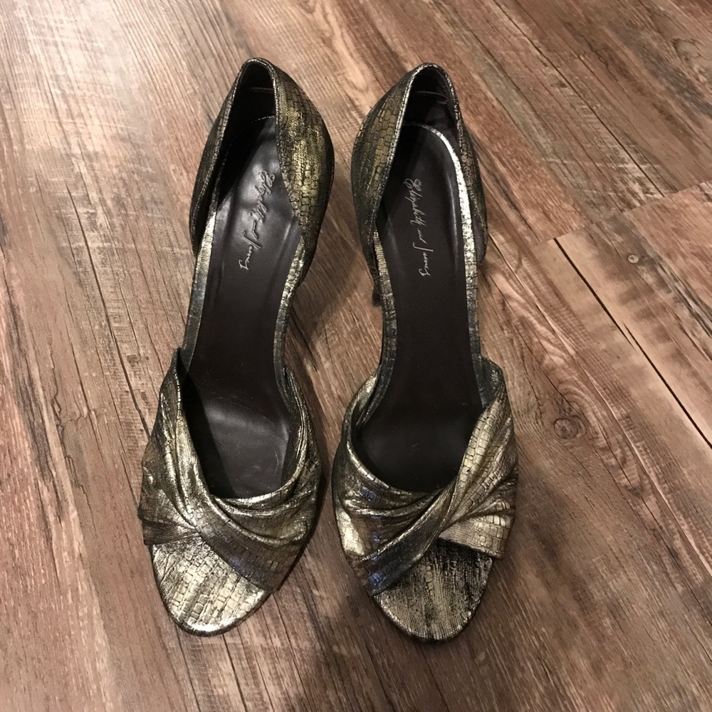 Elizabeth & James gold lame stilettos