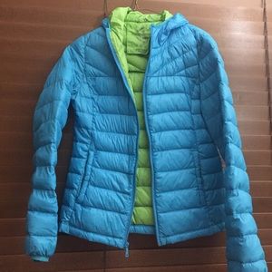 Blue packable down jacket size S
