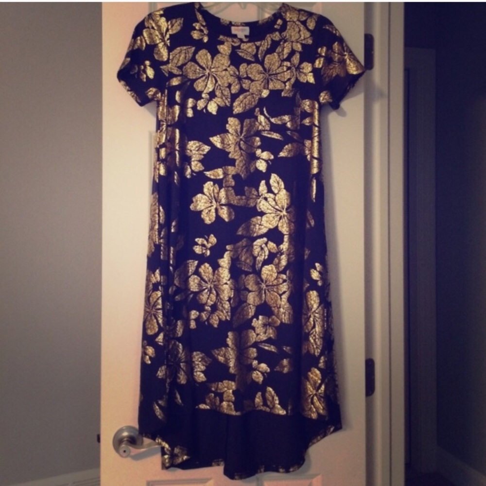 NWT LulaRoe Carly, Elegant Gold and Blue, Medium