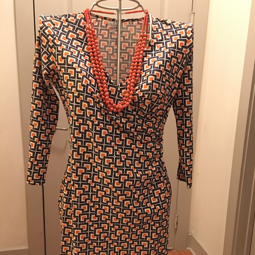 Jude Connally | Geometric faux wrap dress