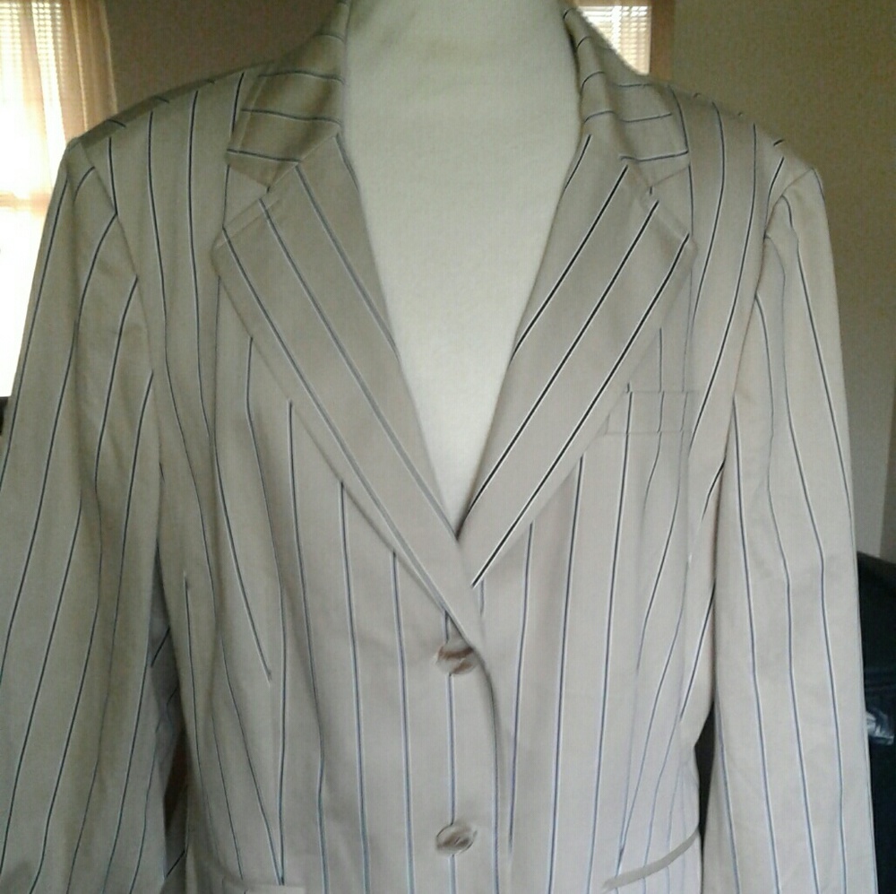 Talbots blazer (beige with blue stipes)