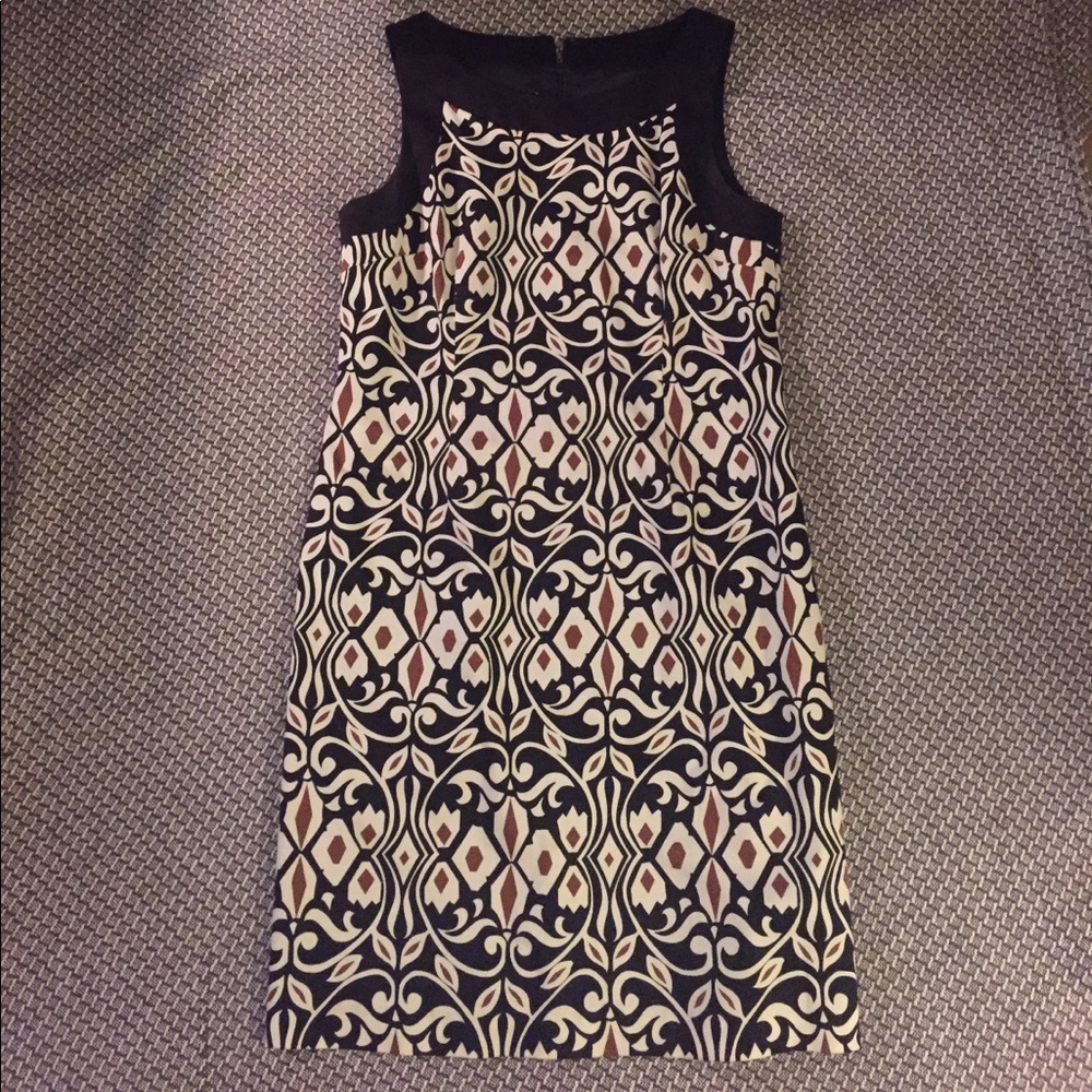 Talbots Brown, Black and white patterned dress