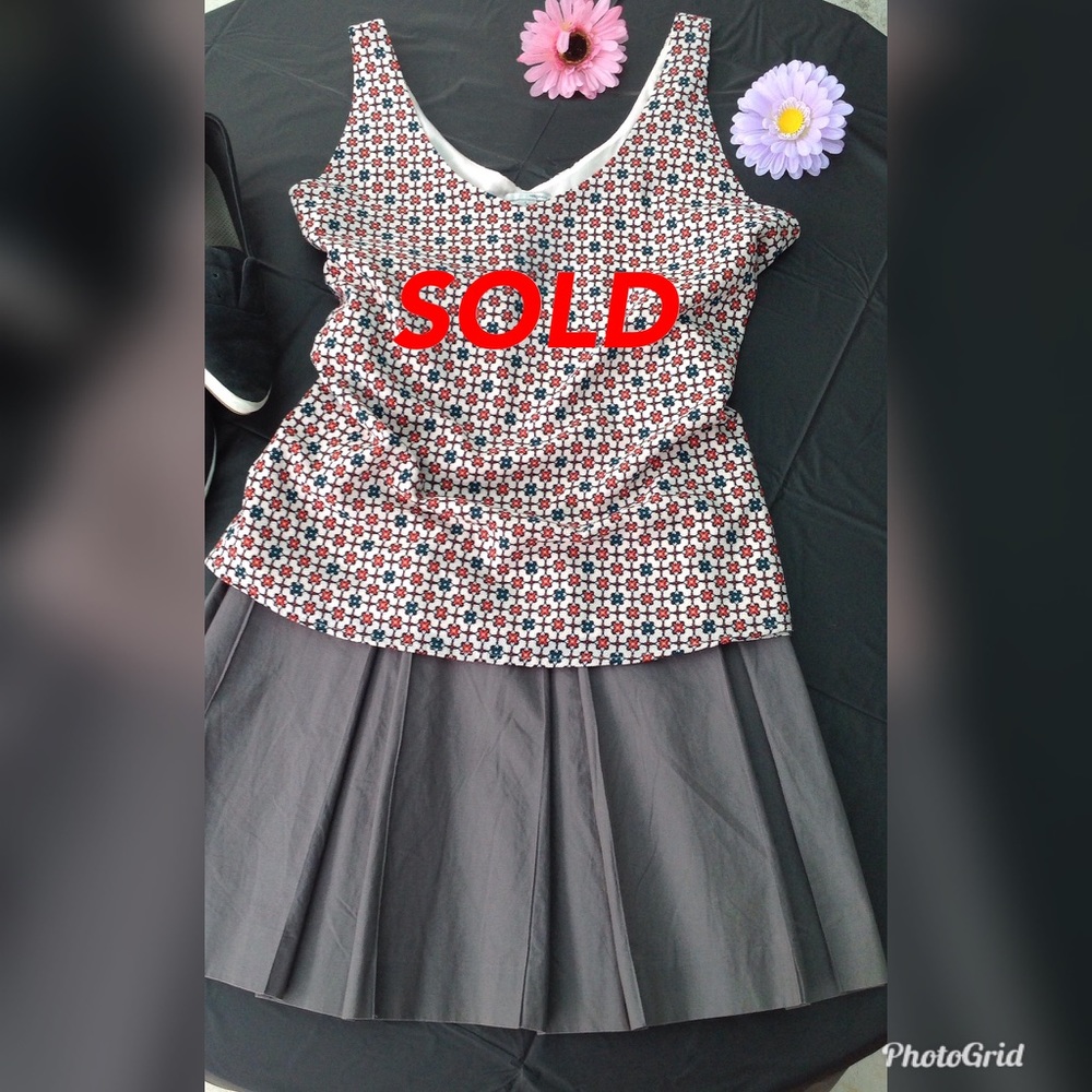 Halogen Geometric Floral Printed Tank