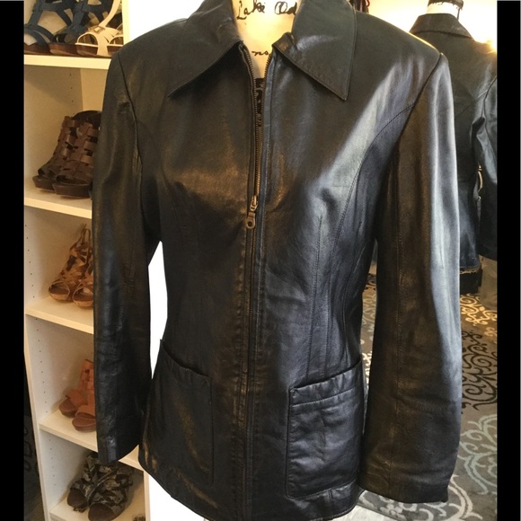 Black Leather Jacket Wilsons size M - Picture 1 of 3
