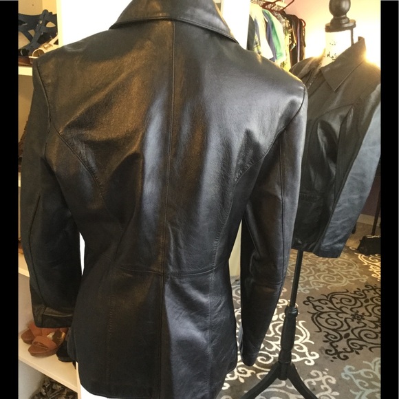 Black Leather Jacket Wilsons size M - Picture 3 of 3