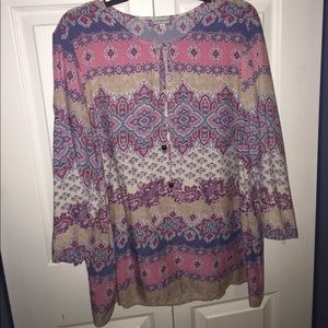 Patterned 3/4 Sleeve Top