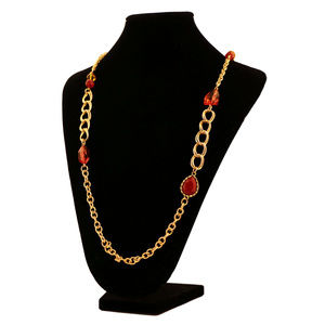 Long Gold-Tone Necklace With Faceted Accent TMN206