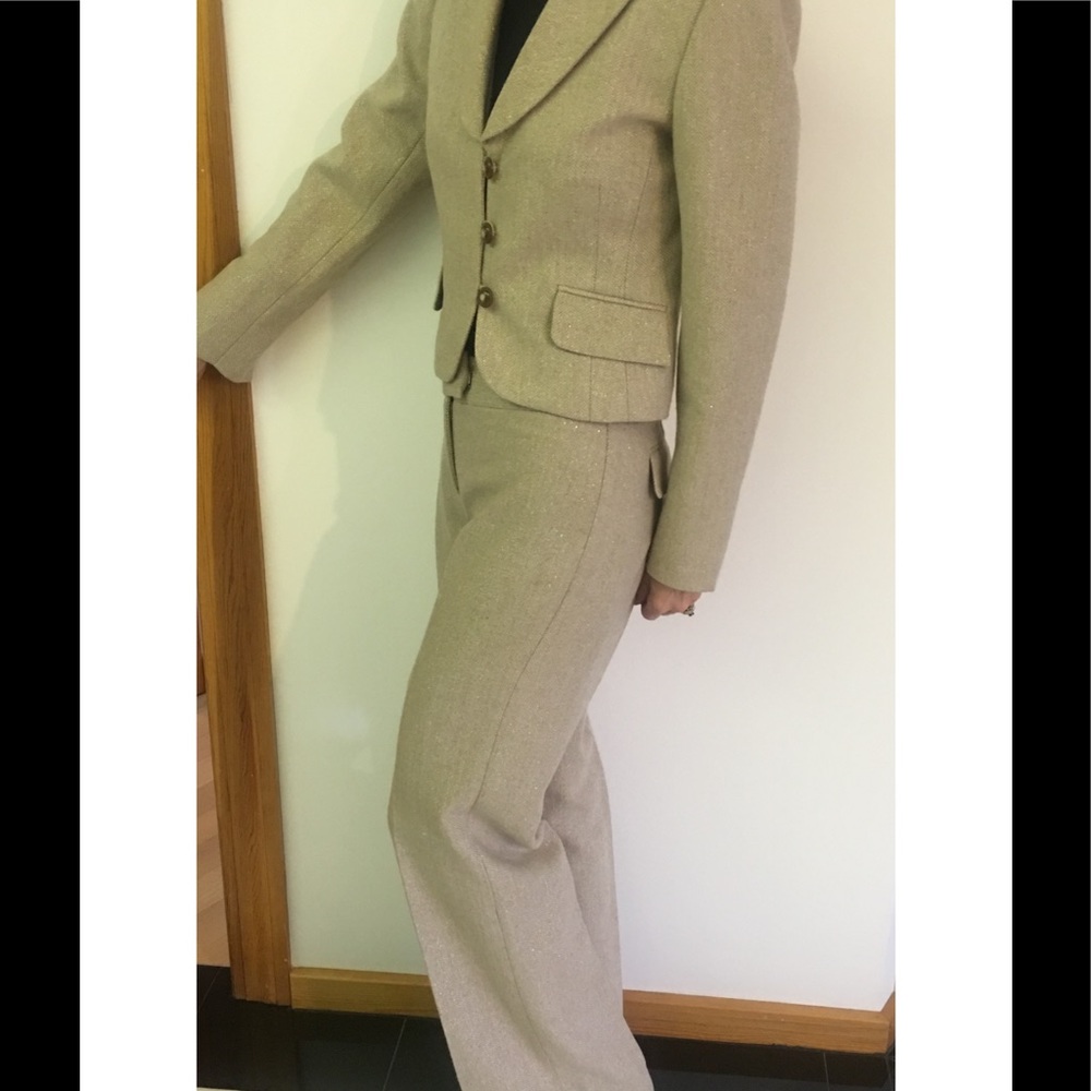 FALL/WINTER GOLD HERRINGBONE  PATTERN PANTSUIT