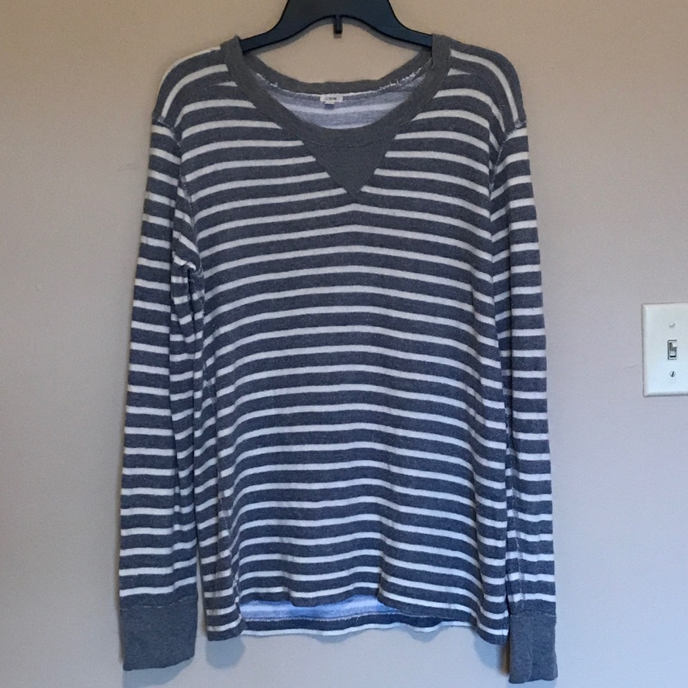 J. Crew Gray and White Striped Knit Top