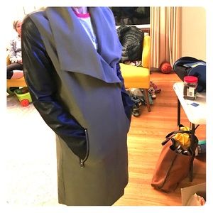 Army green and black asymmetric zipper jacket- sz4