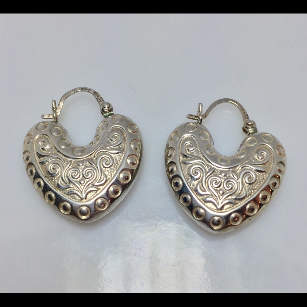 Sterling Silver Puffy Heart Earrings