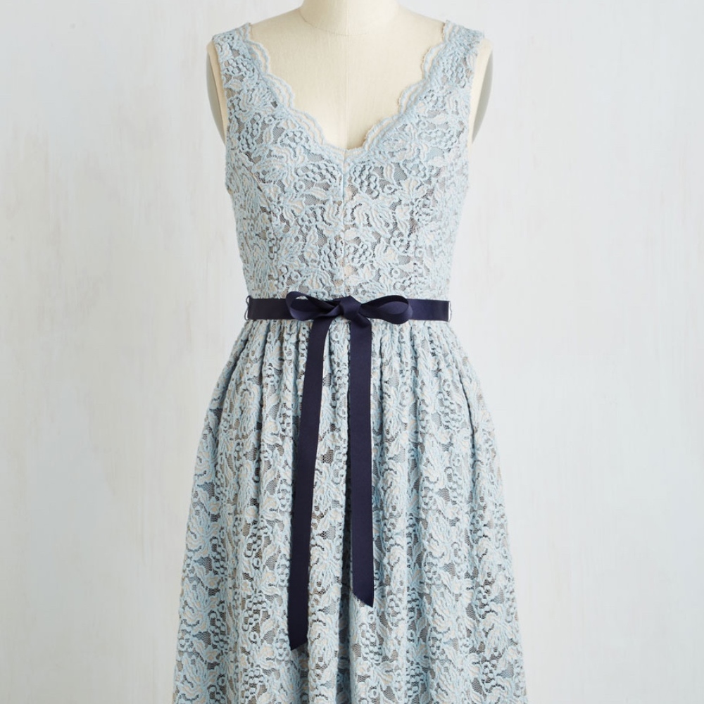 Modcloth | dusty blue lace overlay dress