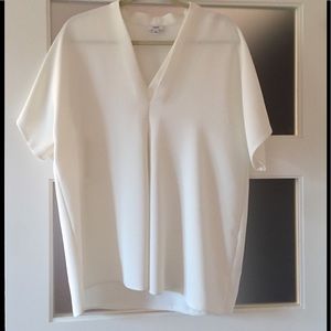 Vince short sleeve off white crepe blouse size L
