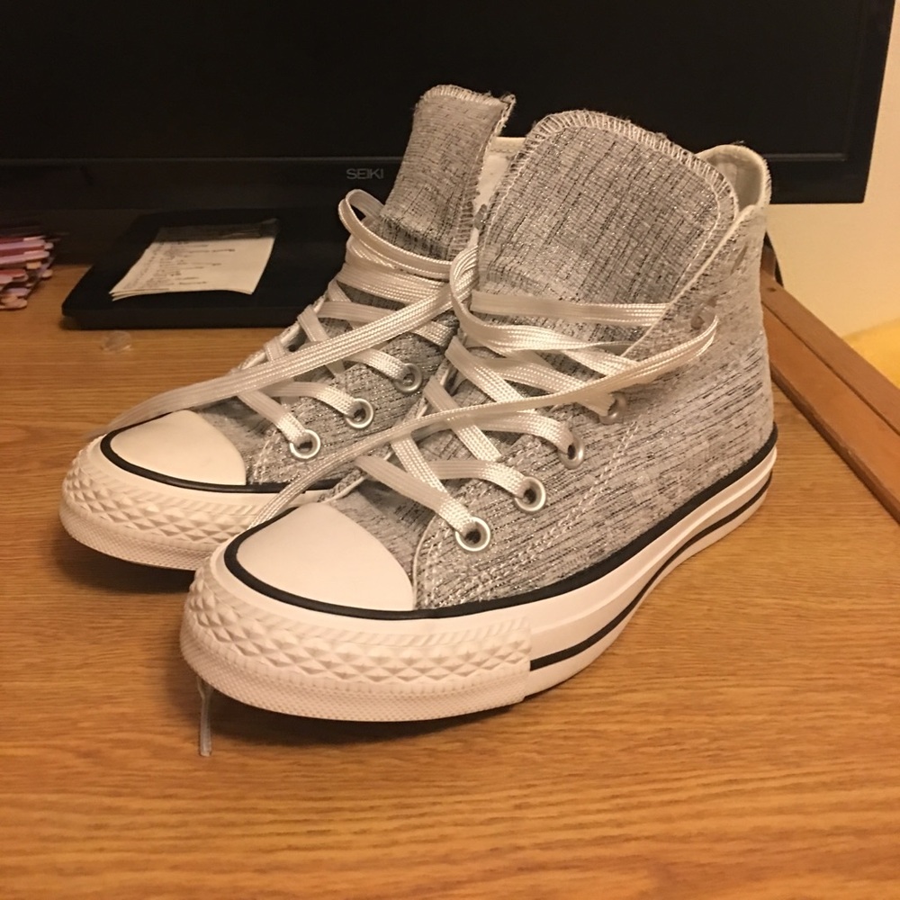 Hi top silver converse