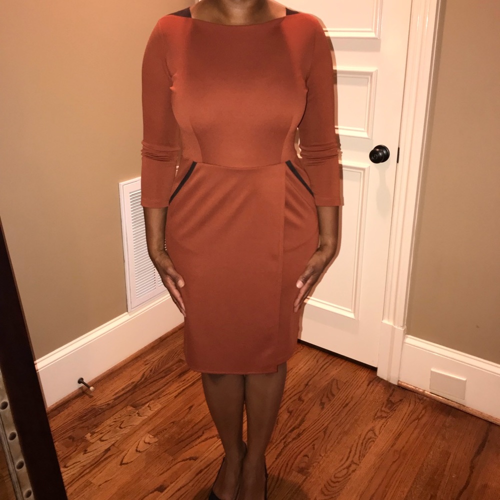 Emploi Burnt Orange Pocketed Dress