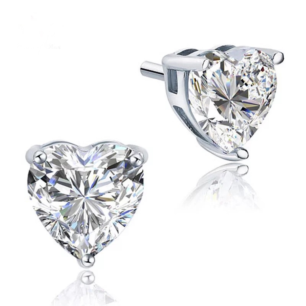 4ct VVS1 lab diamond 925 silver heart cut earrings