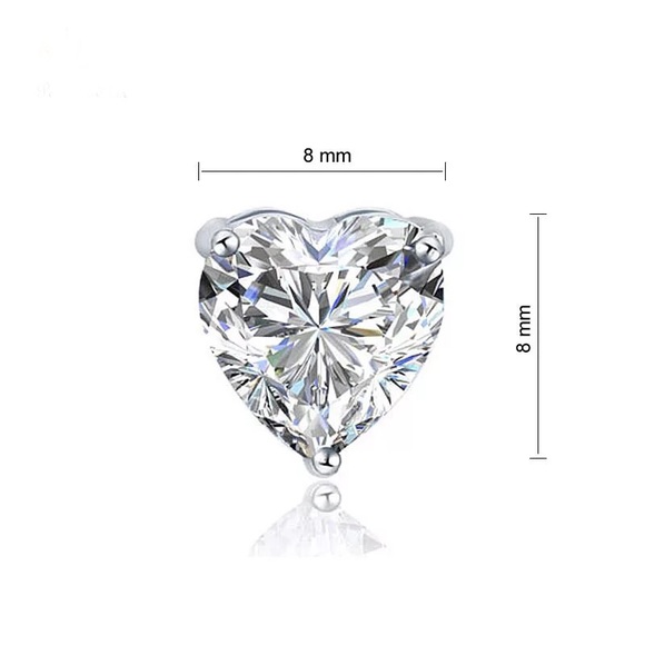 4ct VVS1 lab diamond 925 silver heart cut earrings - Picture 3 of 8