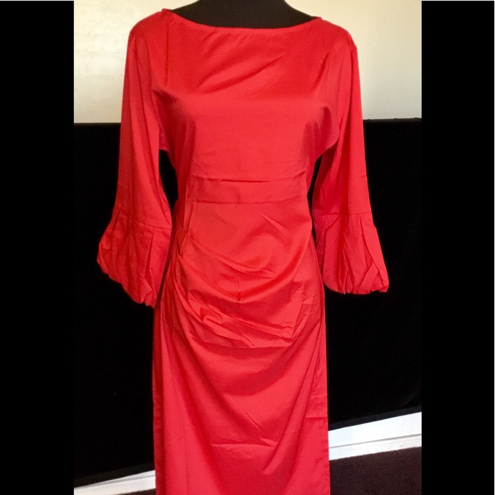 Women’s Trumpet Sleeve Dress - Red