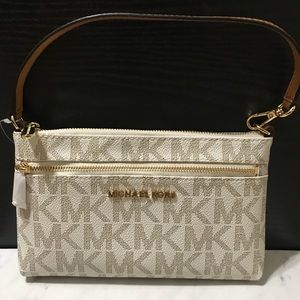 Brand NWT MK Vanilla Monogram Convertible Wristlet