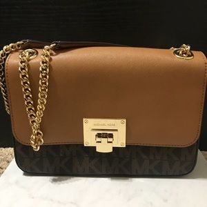 Brand NWT MK Brown Signature Tina Shoulder Bag