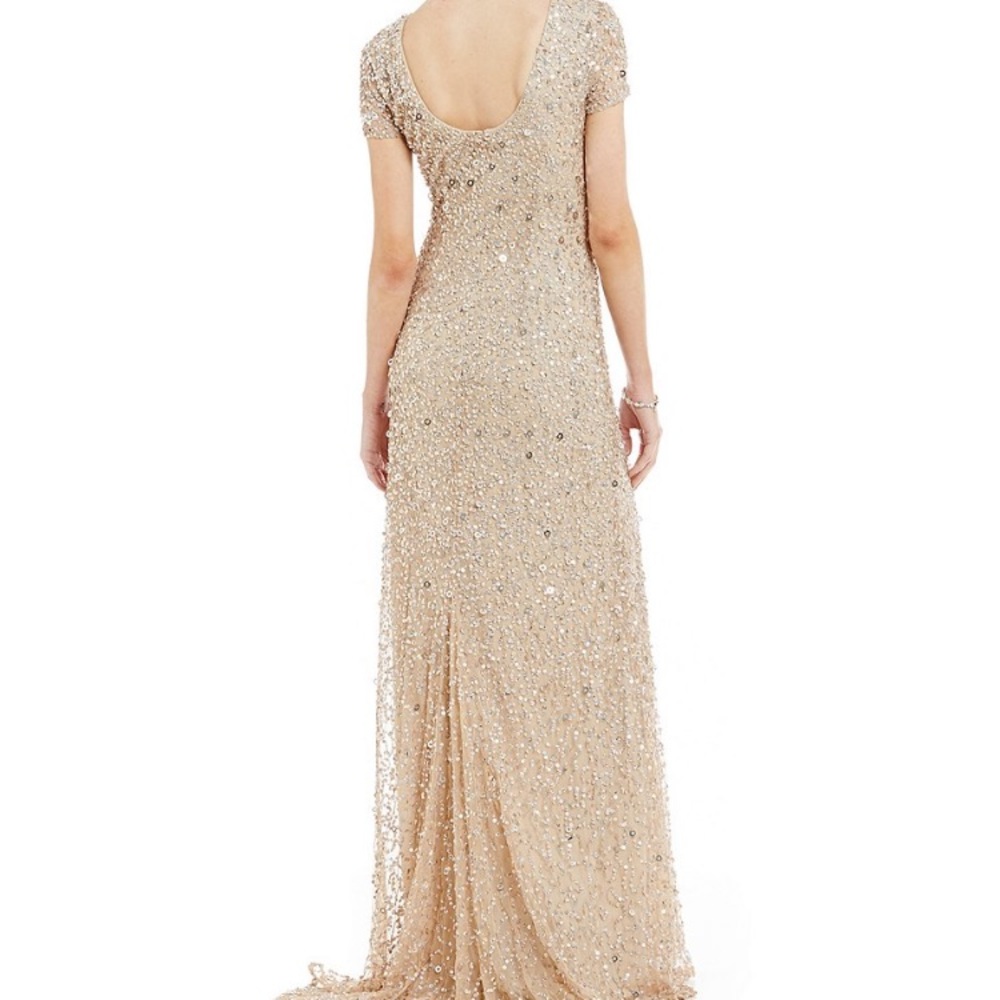 Adrianna Papell Short Sleeved Sequined Gown