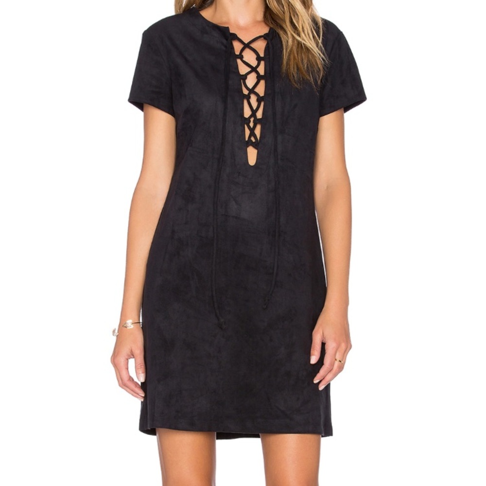 Wayf Nordstrom Lace-up Black Dress