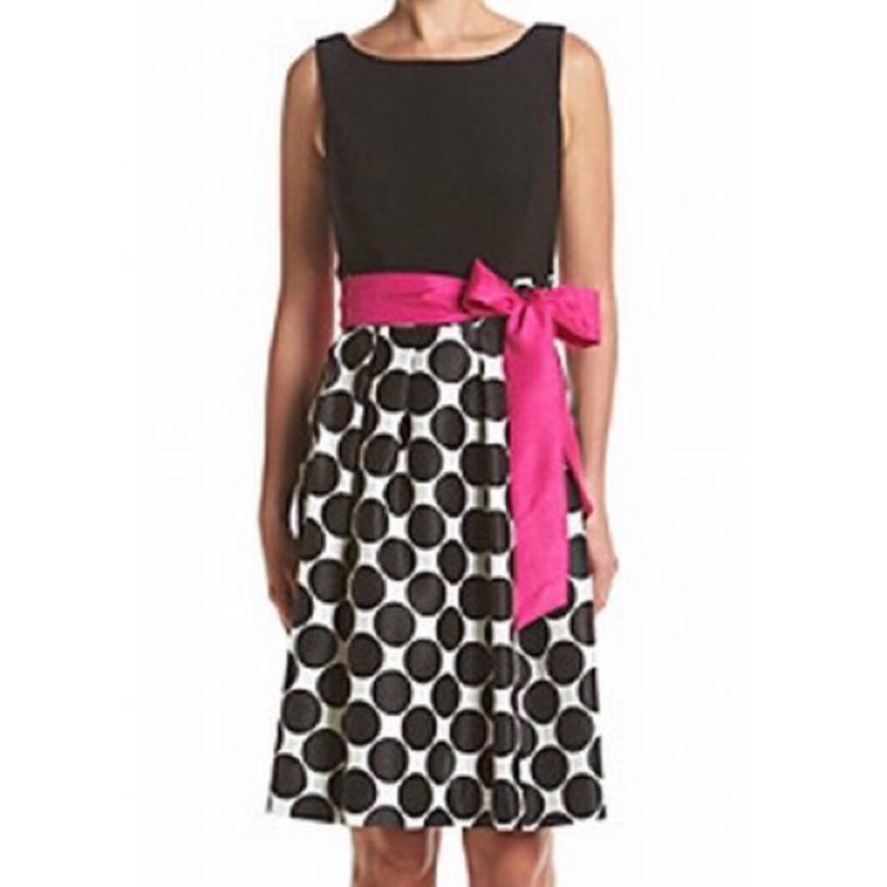 Jessica Howard Womens Polka-Dot Belted Dress