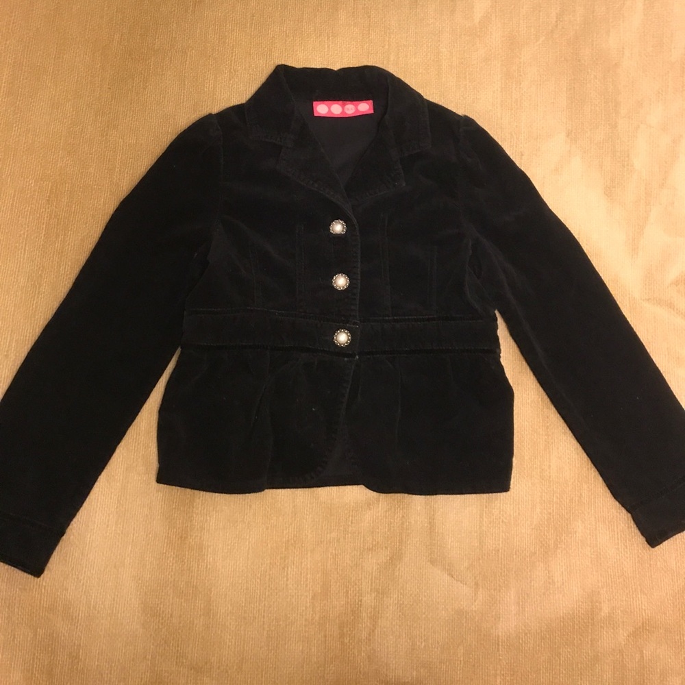 Black Velvet Jacket with Pearl and Gold Buttons