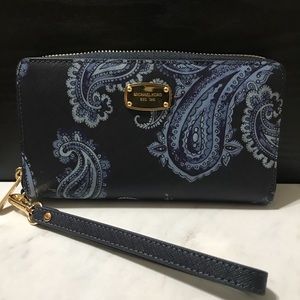 Brand NWT MK Navy Blue Paisley Wristlet/Wallet
