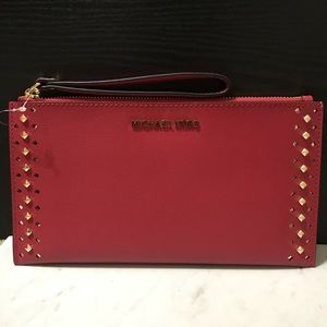 Brand NWT MK “Lipstick” Studded Lg Zip Wristlet