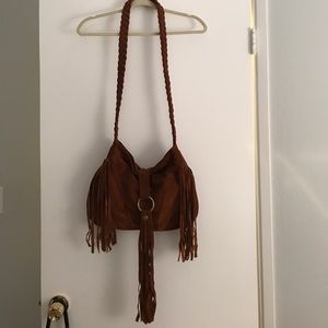 j.j winters camel suede fringe bag