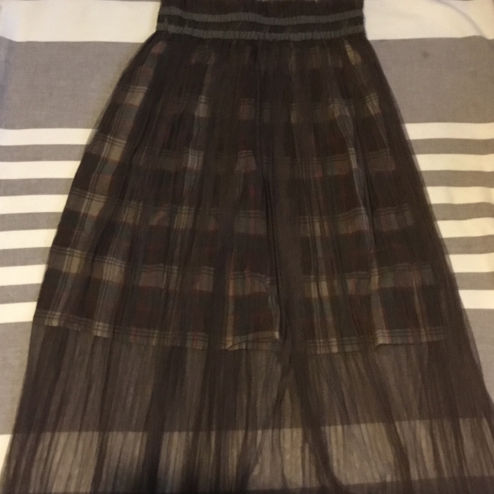 Oddy Dark Green & Brown Plaid Skirt Size Small