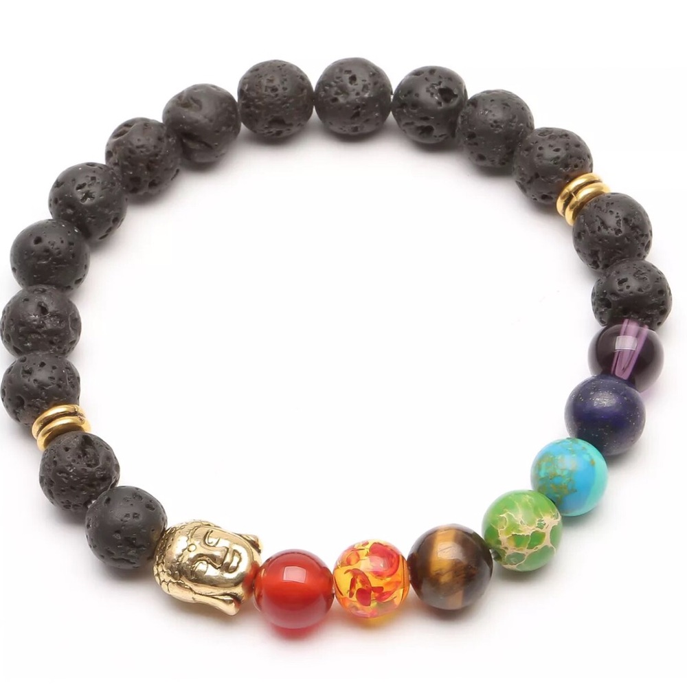 7-Chakra Bracelet Healing Reiki Balance Lava Yoga