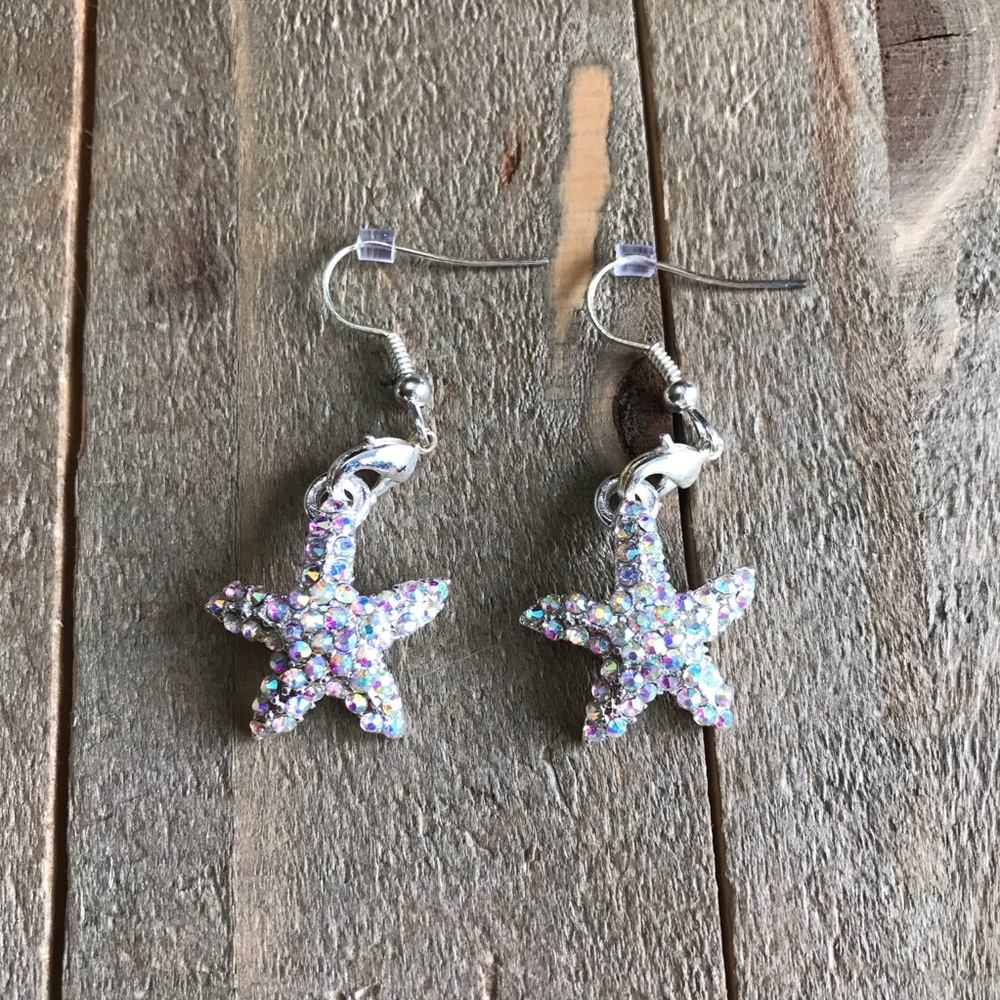3 for $25 Handmade Sparkle Starfish Earrings - Picture 1 of 1